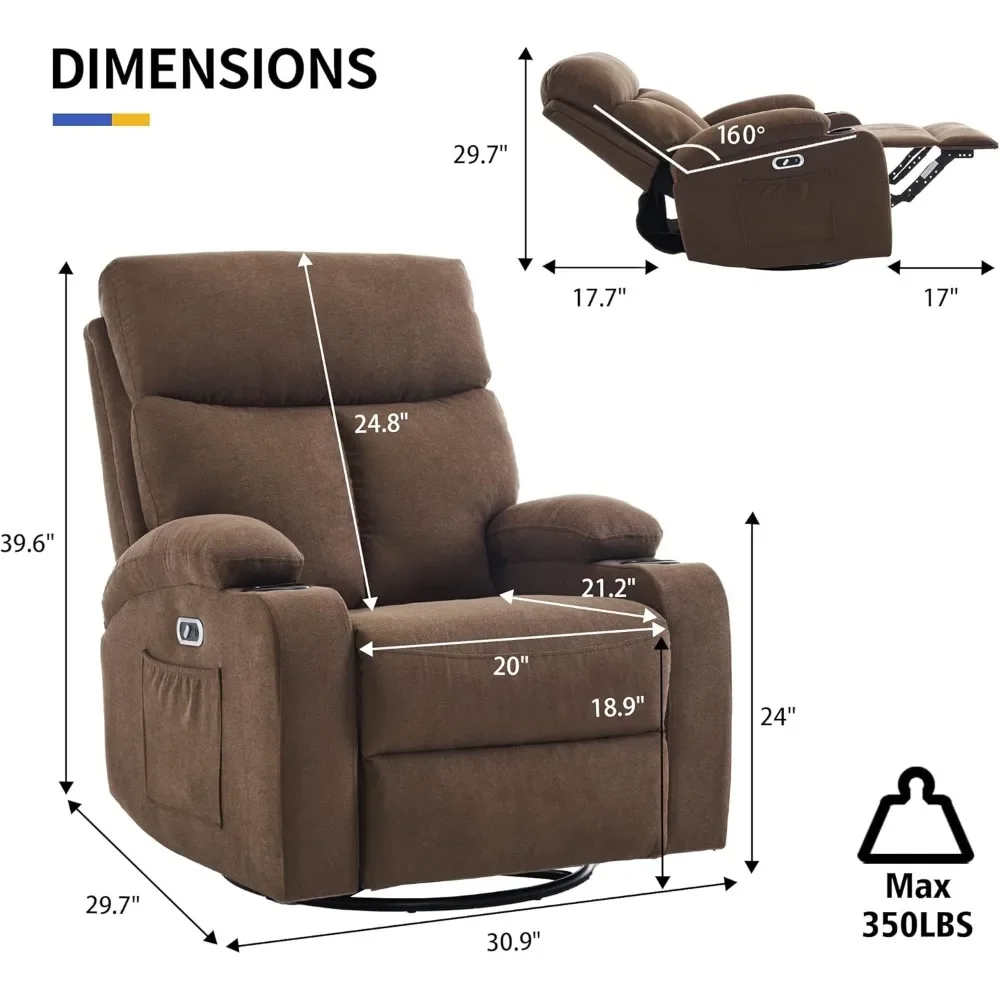 Power Swivel Rocker Recliner Massage Chair for Adults, Electric Rocking Recliner Glider Chairs for Living Room