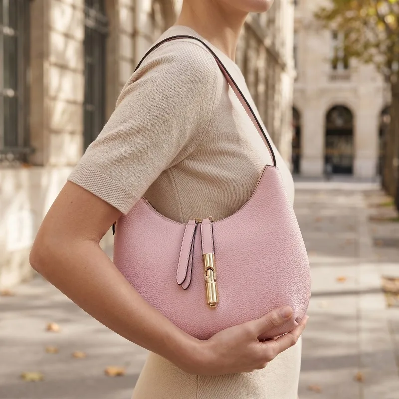 

Elegant Lychee Texture Underarm Hobo Bag Women Lock Saddle Bag Versatile Top Handle Shoulder Casual Commuter Ladies Bag