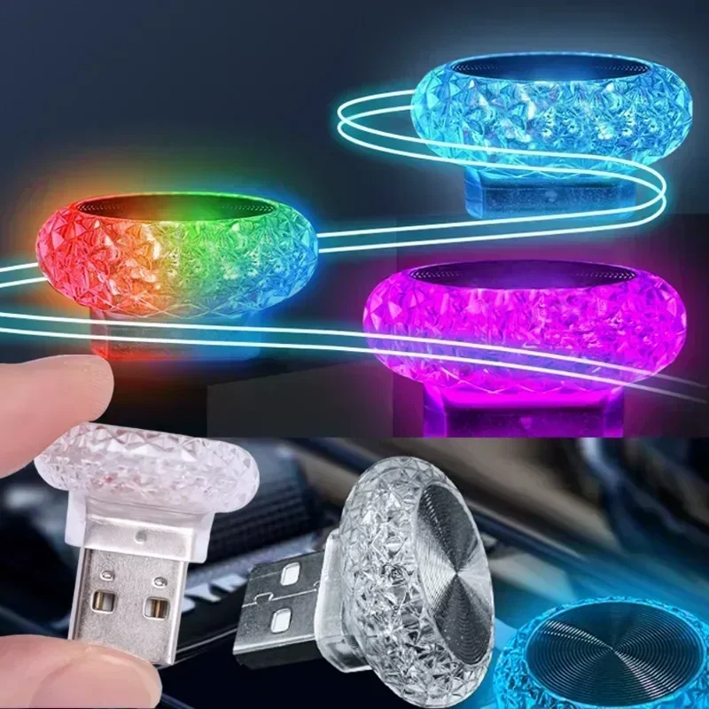 Car USB Ambient Light Colorful LED Decorative Atmosphere Lights Suitable for Most Vehicles USB Charger Computer Auto Lamps