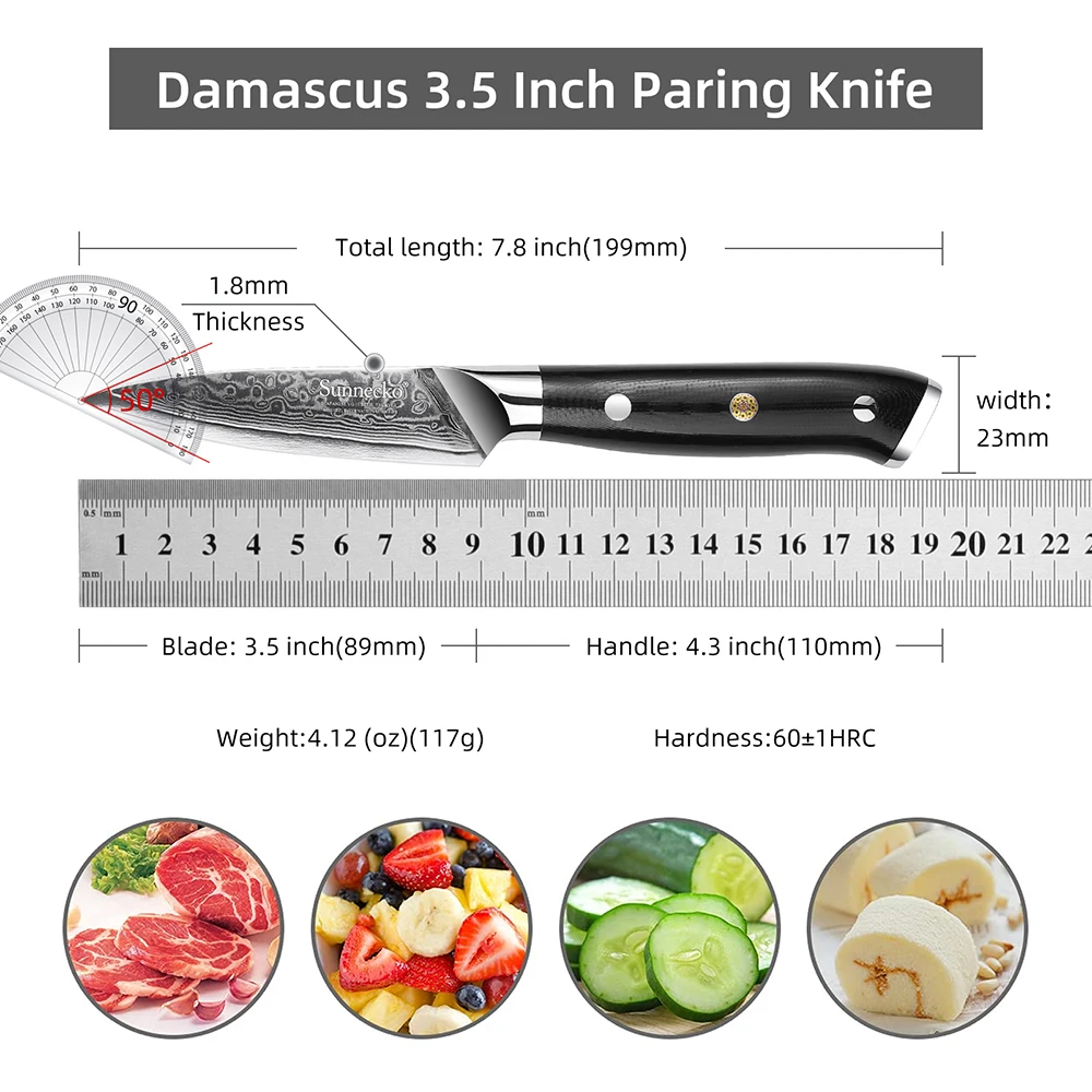 SUNNECKO Fruit Paring Knife 3.5