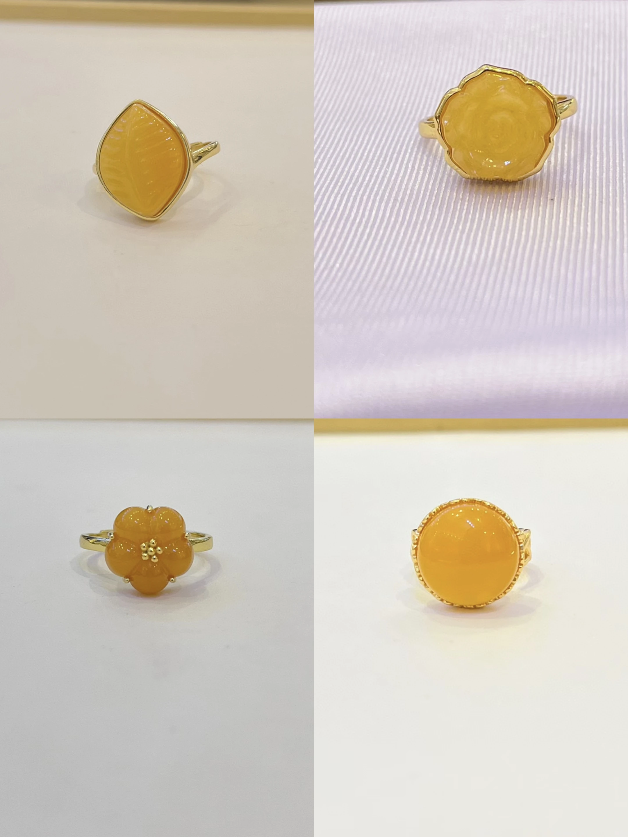 

GIC Certificate 925 Silver Set Natural Baltic Amber Rings Fashion Luxury Yellow Amber Cushion/Round Bead Hand Jewelry For Women