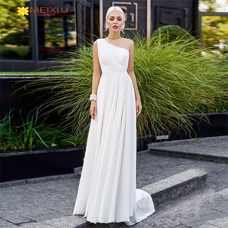 

New Pleated Strapless Dinner Dress Sexy Skew Neckline Solid Chiffon Formal Prom Travel Shoot Wedding Guest Dress