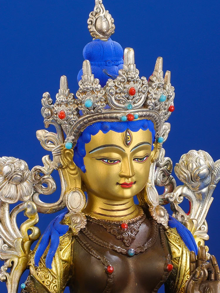 High grade Buddha statue Asia Nepal Tibet HOME temple bless safe healty good luck Gilding white Tara Guan yin buddha statue - Image 3