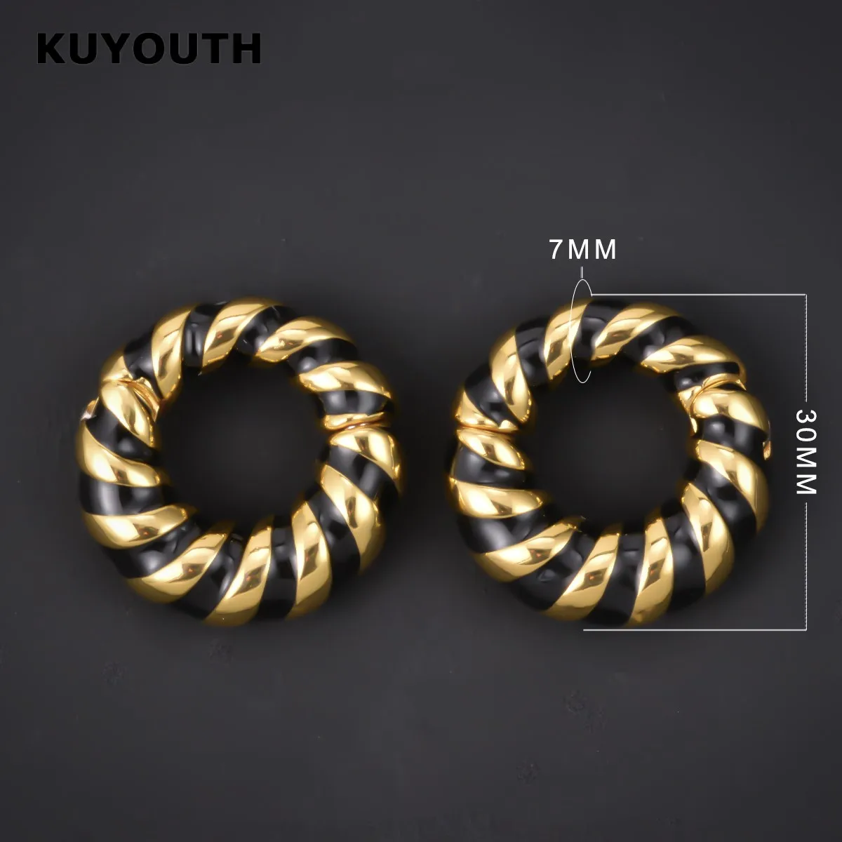 KUYOUTH Copper Ear Weight Twist Expanders - 2PCS/Set Safe Material Ear Stretchers Trendy Body Piercing Jewelry