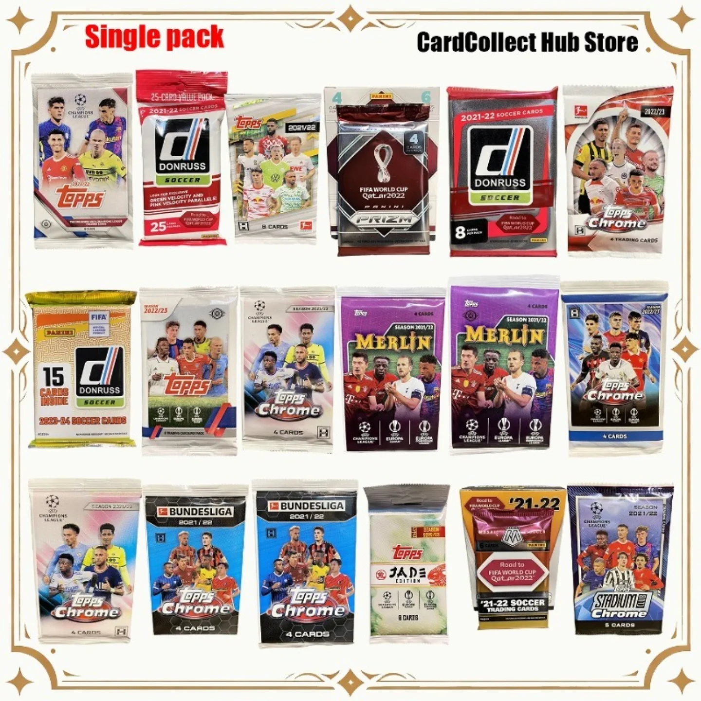 

Topps Genuine Soccer Trading Cards Champions League World Cup Bundesliga La Liga Serie(A Single Packs)Football Collectible Cards