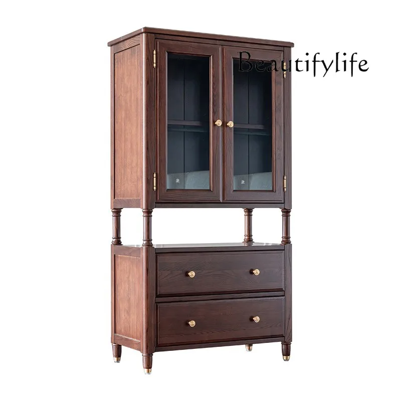 

Nordic Light Luxury Solid Wood Sideboard Cabinet Modern Minimalist Living Room Home Locker