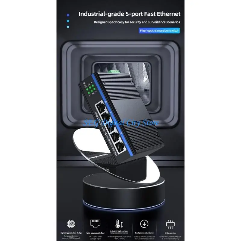 U75B Industrial 8 Port 100Mbps Industrial Switcher 1000Mbps Industry Ethernet Networking Switcher DIN Mounted Data Transfer