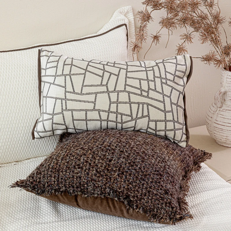 

30X50/45X45CM Brown Coffee Throw Pillow Cover Modern Light Luxury Waist Cushion Cover Decor Home Decorative Pillowcase