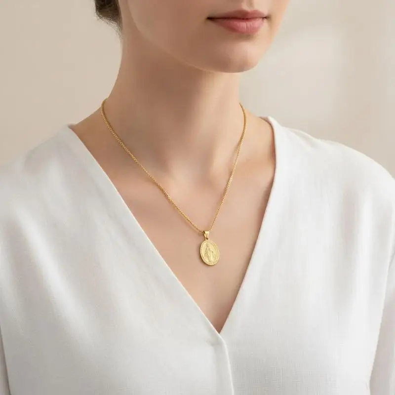 Oval Double Sided Portrait Pendant Necklace Retro Titanium Steel Chain Fashion Jewelry For Daily Wear Accessories Gift