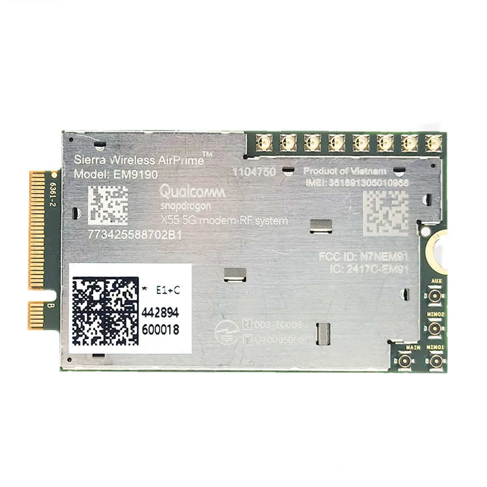 

SIERRA EM9190 5G NR Sub-6GHz mmWave X55 4G LTE Cat20 Module Galileo Glonass GPS Beidou L1 L5 AT&T NTT Docomo T-Mobile Verizon