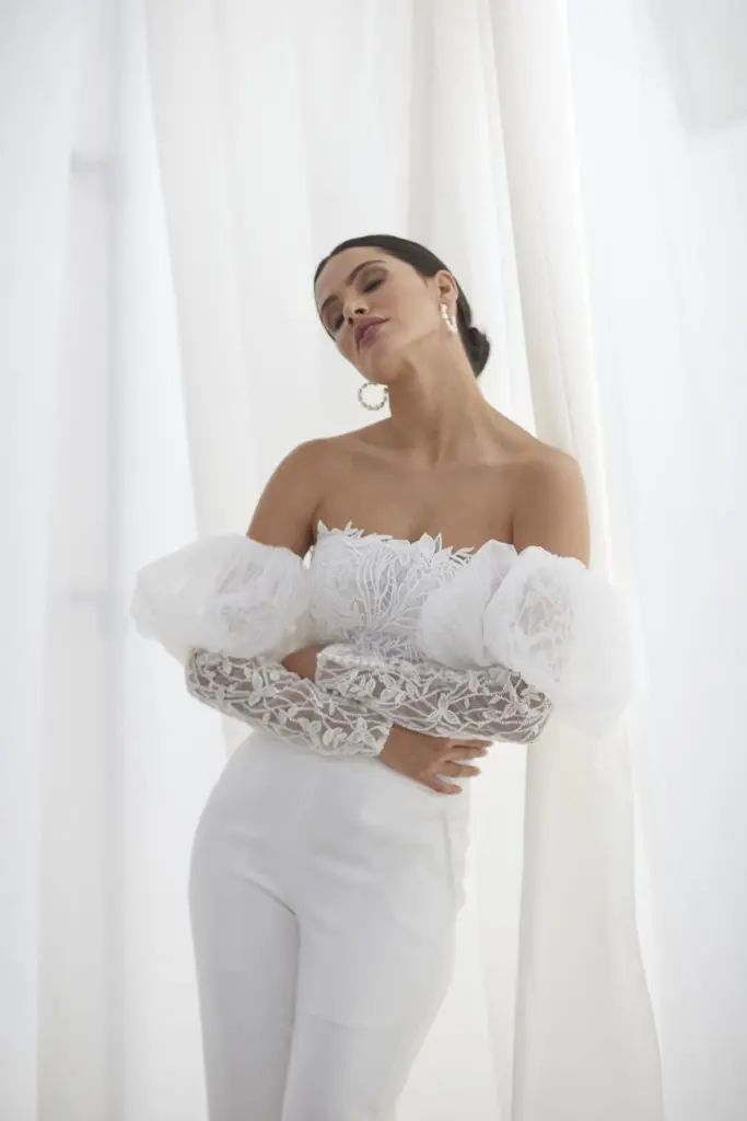 Maniche staccabili in Organza per matrimonio maniche traslucide bianche ricamate maniche a sbuffo nuvola accessori da sposa Dreamlike