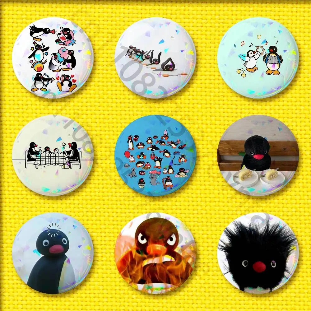 

Penguin P-Pingu Funny Badge For 32mm 25mm 44mm 75mm 58mm Round Pin Brooch Insignia Cover Decoration