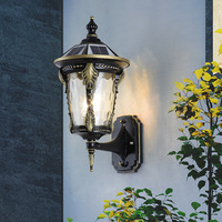 Solar Retro Garden Wall Lamp Outdoor Waterproof Large Wall Mounted for Villa Hotel Corridor European Courtyard Home Garden