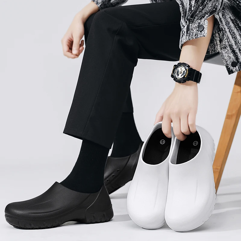 

Водонепроницаемая обувь с закрытым носком для пищевых заводов, обувь без пыли для работы в мастерской, обувь для чистых помещений на толстой подошве, туфли без шнуровки с широким носком