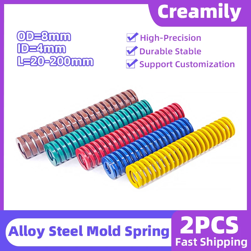 

Creamily 2PCS Loading Die Mold Spring Compression Springs Precision Steel Outer Diameter=8mm Inside Diameter=4mm Length 20-200mm