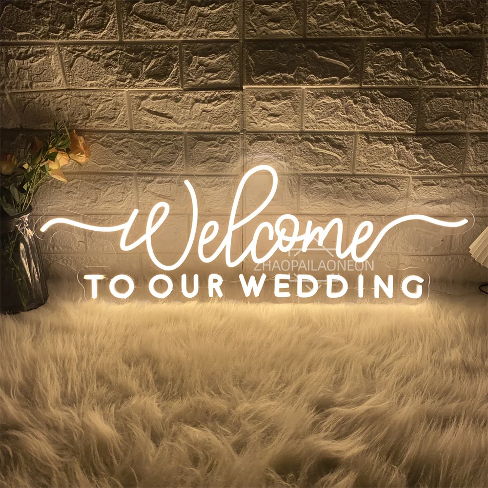 Welcome to our wedding Neon Led Sign Wall Hanging Wedding Party Room Decor Engaged Neon Lights USB Wedding Decoration Signs