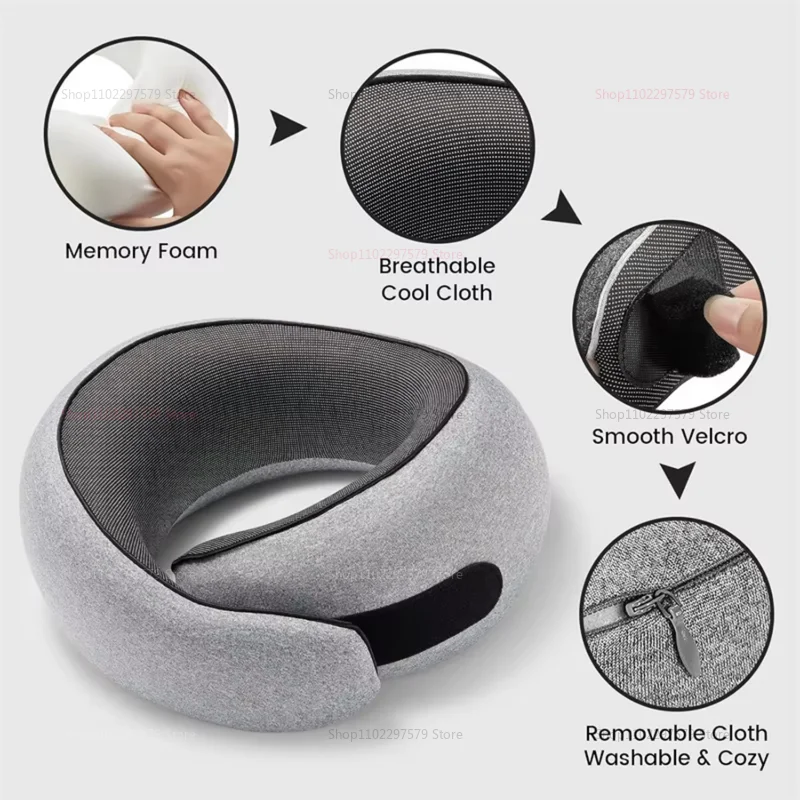 Memory Foam Neck Pillow Cervical Vertebra Travel Portable Noon Break Aircraft U Type of Pillow Sleep Camping Pillow Carry Bag