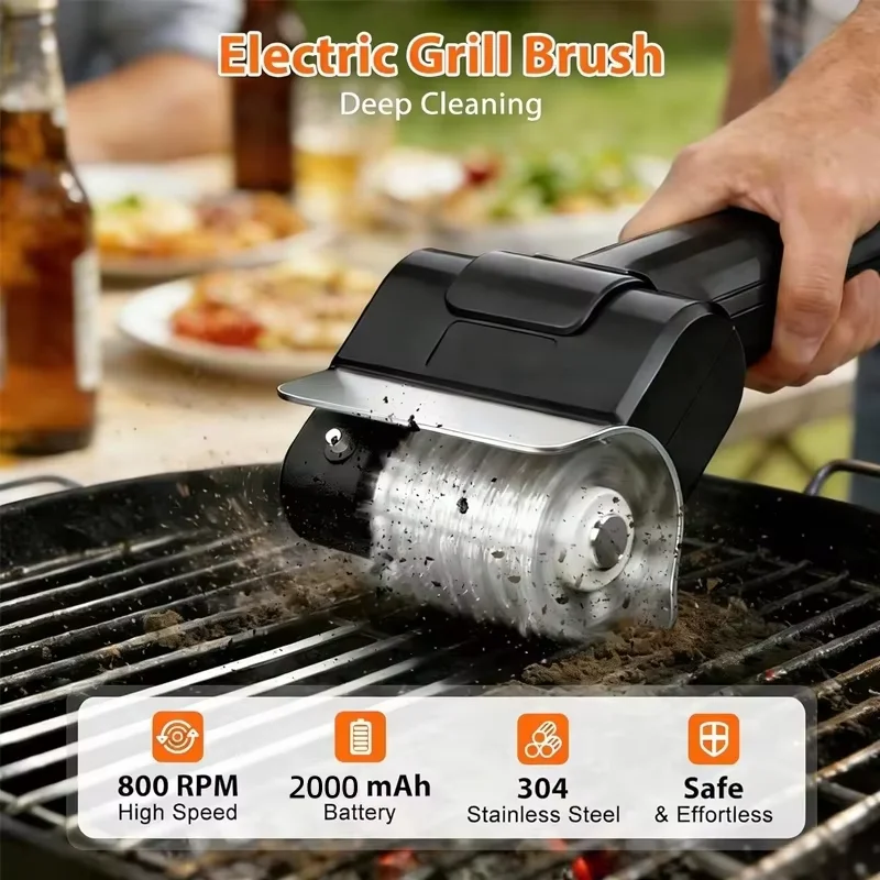 

Electric Bbq Brush Bbq Grill Cleaning Tool Brush Multi Functional Lithium Battery Bbq Cleaning Brush 2000mah Battery Life ﻿