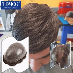 Male Hair Prosthesis 0.12mm Full Skin Man Wig More Durable Toupee Men Wig Remy Human Hair System Unit Men's Capillary Prosthesis