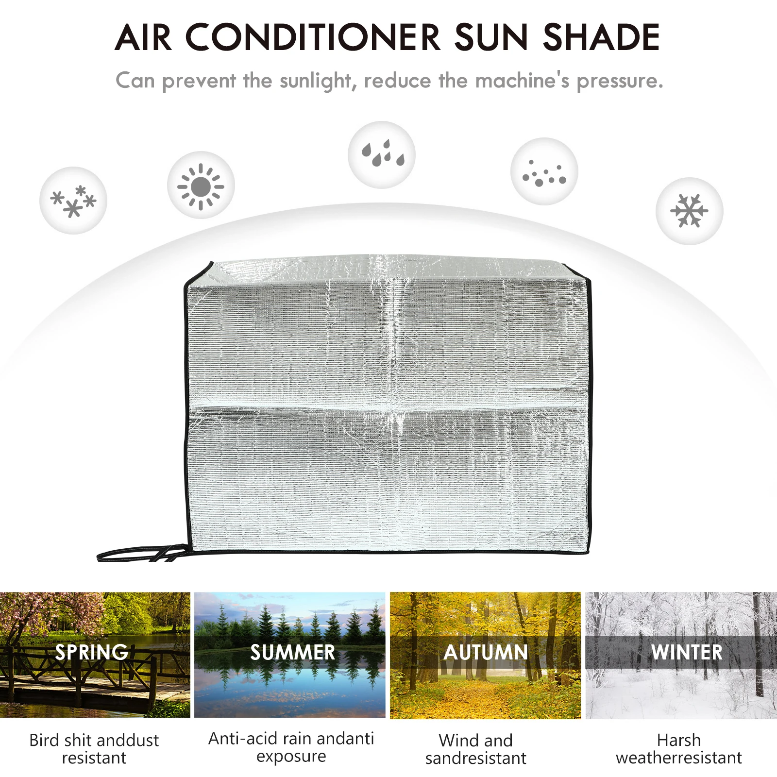 

Air Conditioner Outdoor Cover 96X70X40Cm Aluminum Film Sun Shade Protection Uv Resistant For Ac Unit Cover