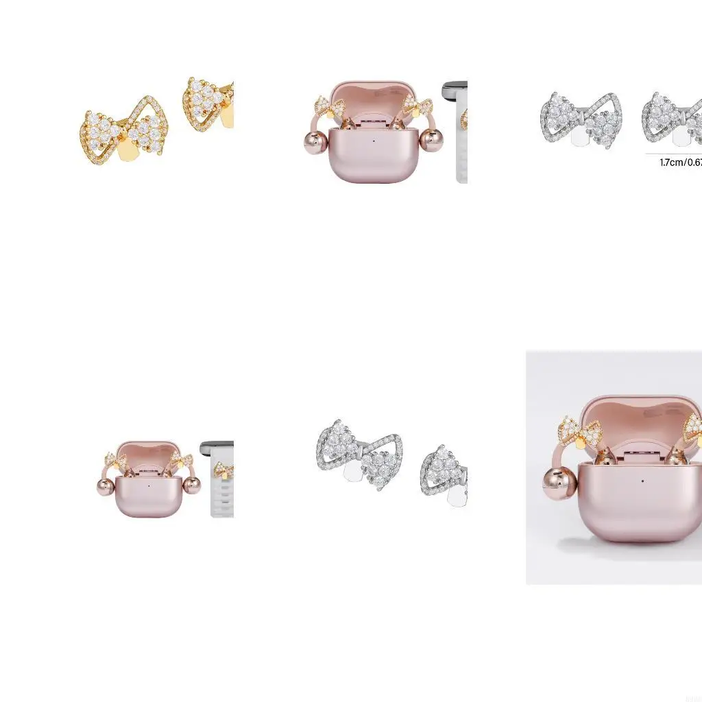 Decorative Accessory Clear Stone Detail with Ribbon for FreeClip 1/2 Office Dinner Styling Wear Earbud Use 896C