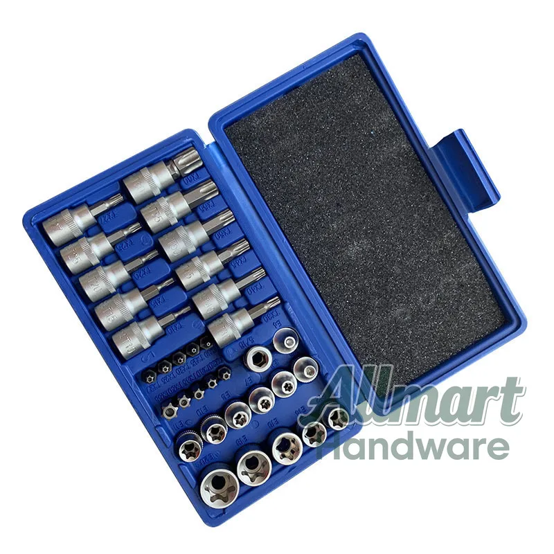 

34Pcs Screwdriver Socket Set CR-V Steel Imperial Socket Bit Professional Tool Set for Machinery & Auto Repair