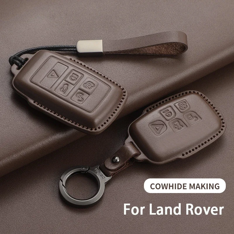 

Leather Car Remote Key Case For Land Rover Range Rover Sport Evoque Freelander Velar Discovery 4 Auto Key Shell Fob Keychain