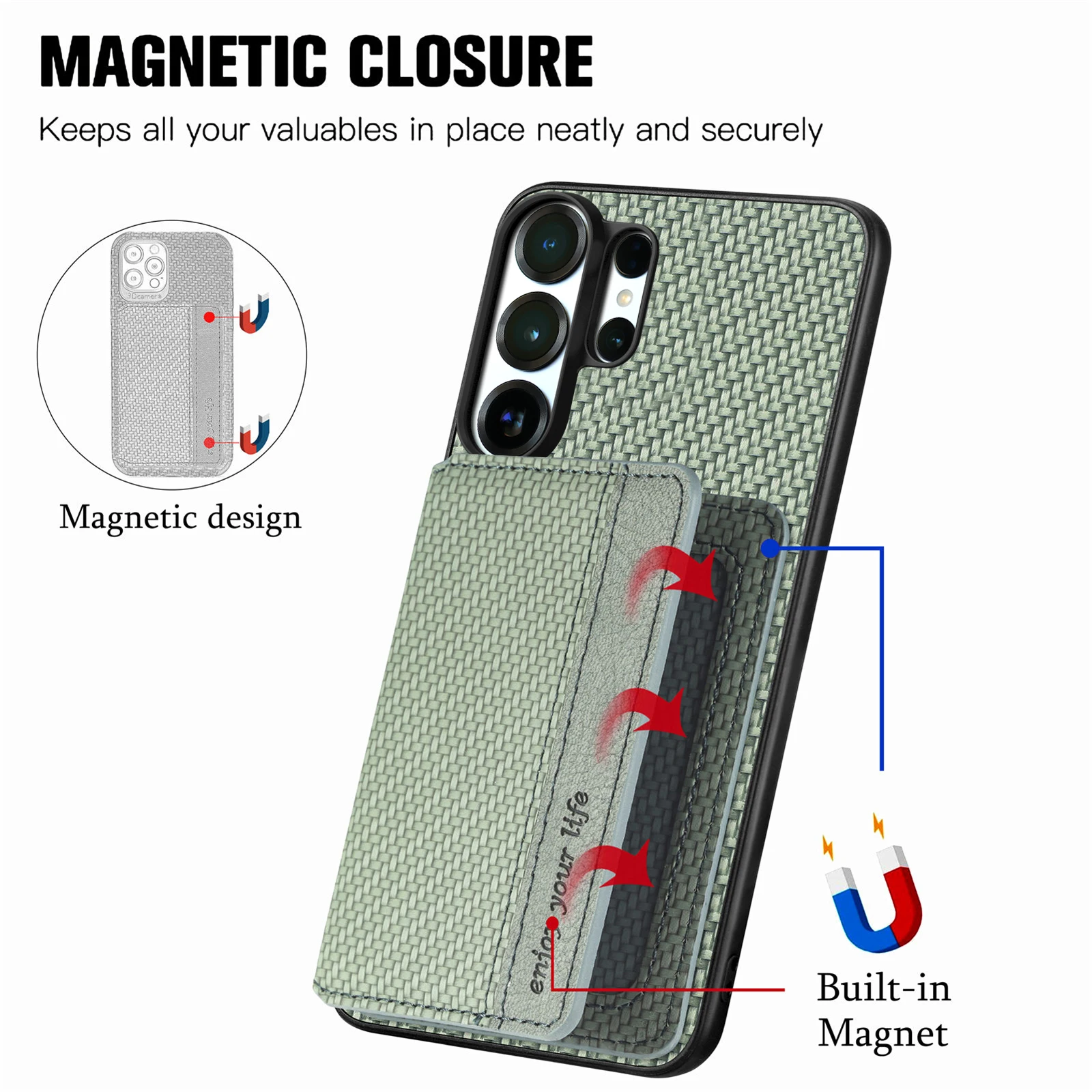 Funda magnética de fibra de ca - Kickstand Adjustable reseña y precio