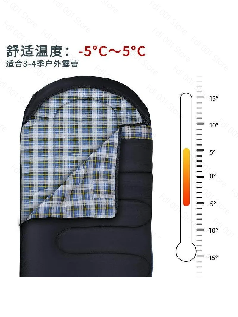 2026 Winter sleeping bag thickened and widened warm quilt envelope type outdoor camping adult sleeping bag 2kg