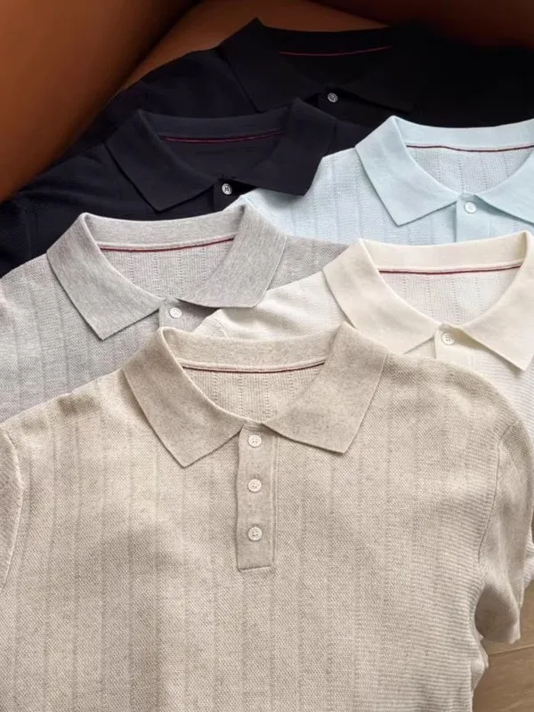 

Новая мужская повседневная рубашка из льна и трикотажа с отложным воротником, дышащая, комфортная, весна-лето 2026, модная