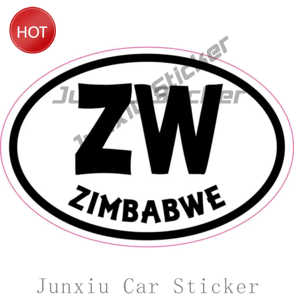 Oval ZW Zimbabwe Vinyl Car Sticker Eye Catching Decal For Bumper And Rear Window Road Trip Souvenir Automotive Accessories