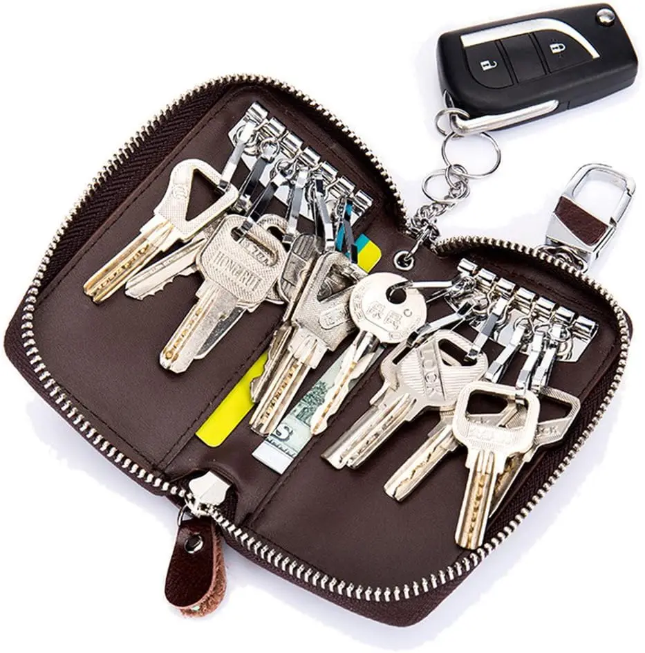 

12-Hook Leather Key Case with Keychain for Men and Women