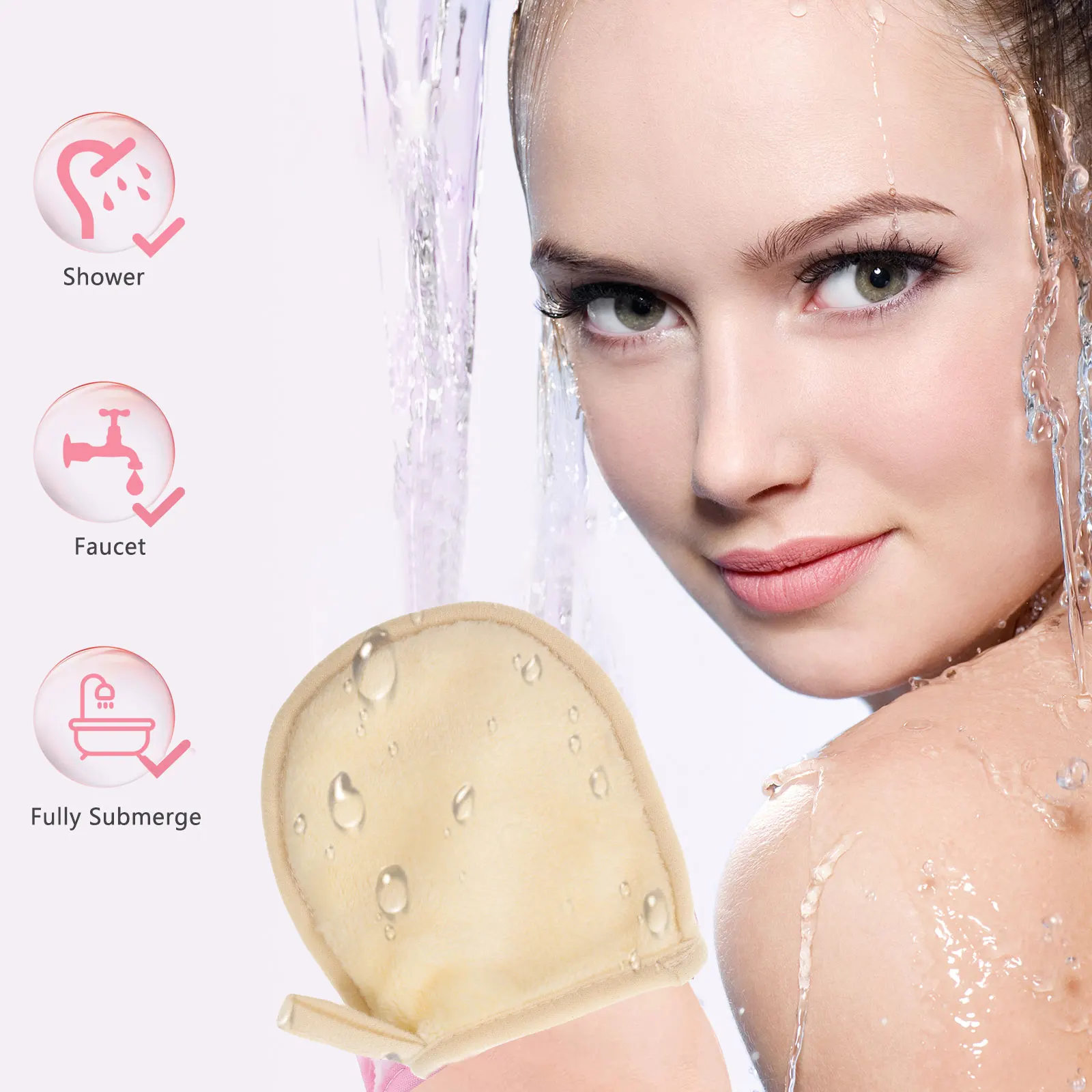 

4pcs Facial Cleaning Gloves Soft Material Makeup Removal Reusable Safe All Skin Types Powder Cleanser Body Remover
