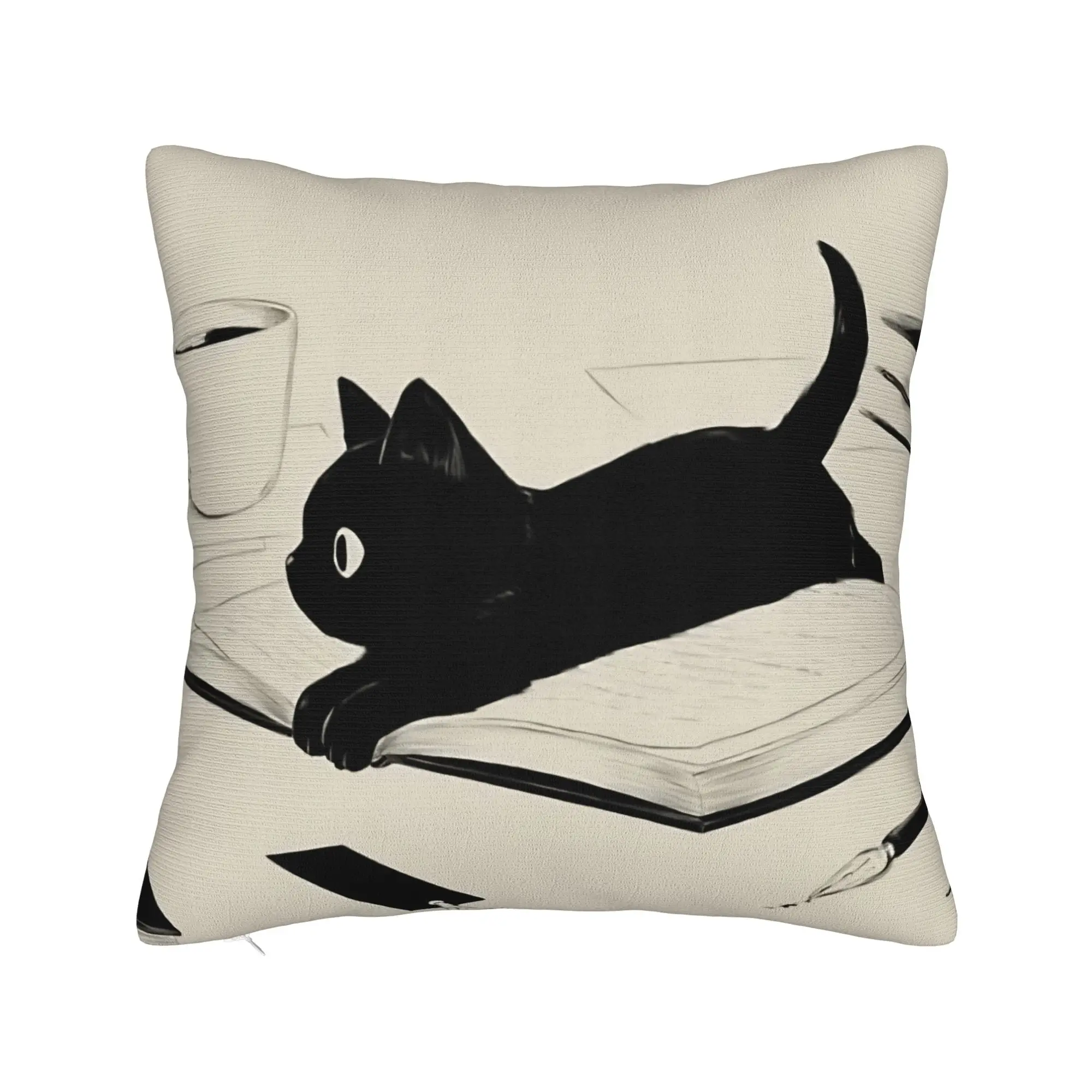 Black Cat Pillow Case book Morden Pillow Cover Soft Pillowcases For Sofa Home Decor
