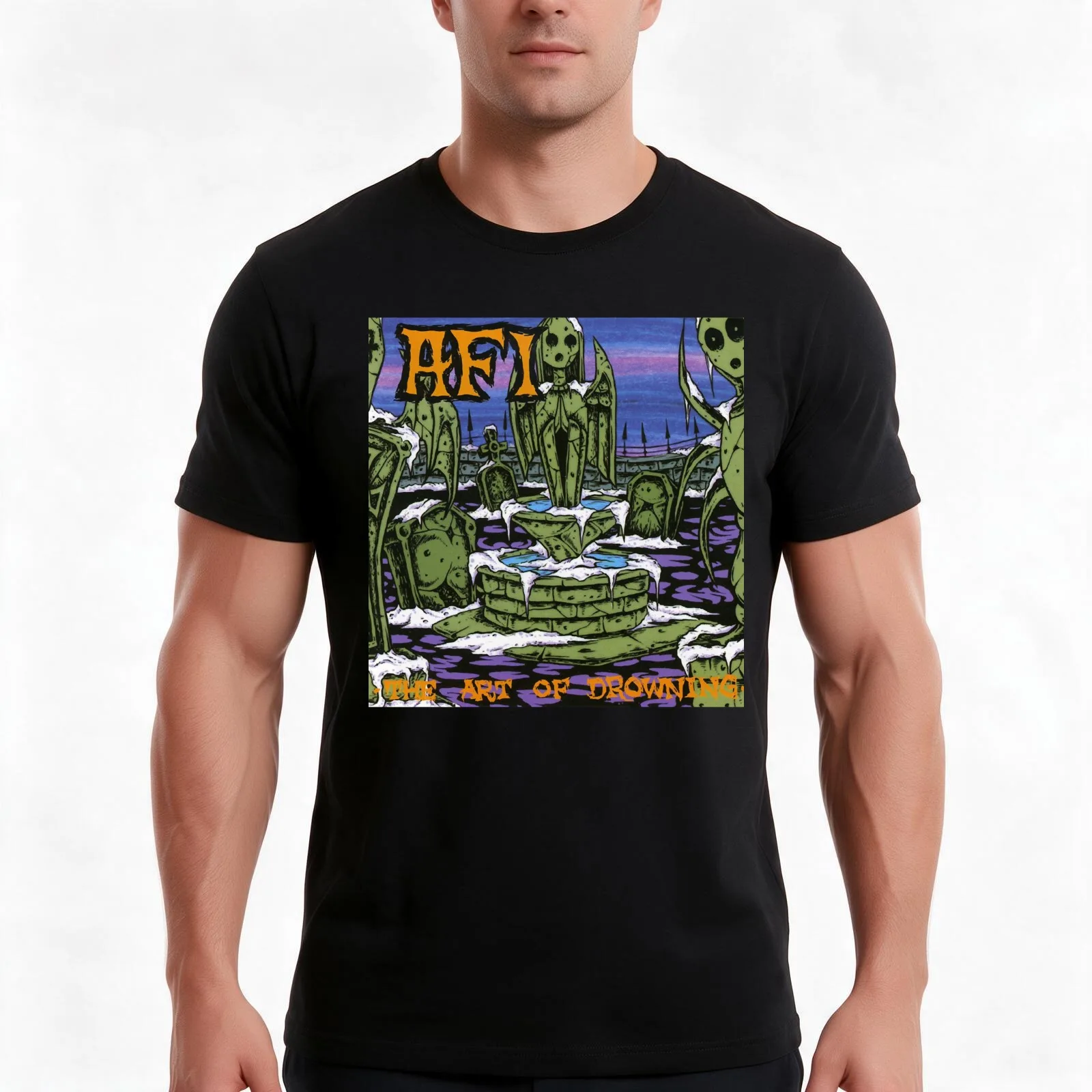 The Art of Drowning T-Shirt, Summer Casual Cotton Tee, Oversized Streetwear Tops, Vintage Graphic Print, Loose Fit Short Sleeve