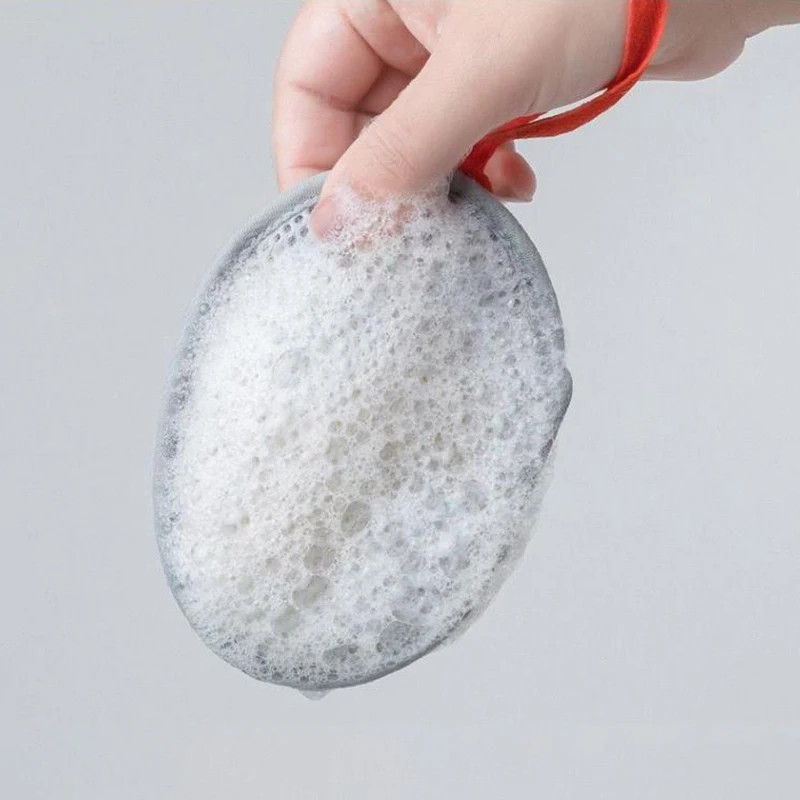 Dwustronna siatka do mycia ciała z pianą, woreczek na mydło, peelingująca gąbka do ciała, siatkowa kieszonka na mydło do łazienki