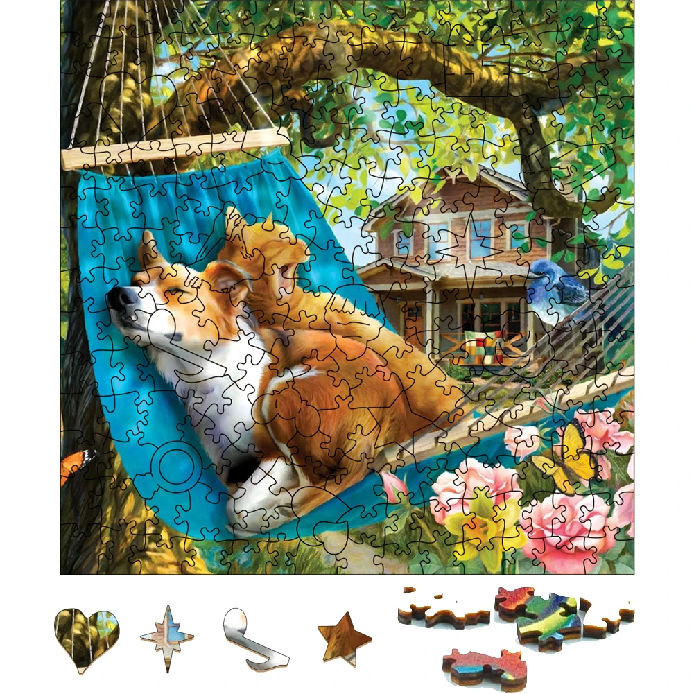 Sleeping Dog Wooden Jigsaw Puzzle Party Games Toys For Adults Wood Puzzles Board Game  Wood Animal Puzzle For Children