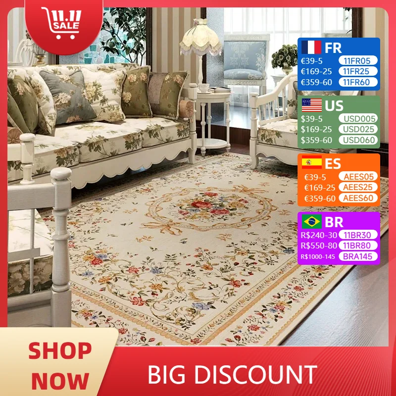 

Carpet for Living Room Nordic High-end Fluffy Coffee Table Rug Large Area Floral Pattern Soft Bedroom Bedside Mat Alfombra 양탄자