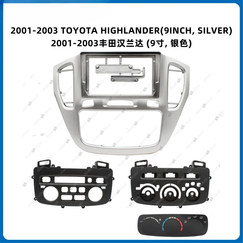 

Car Radio Fascia 9 inch for TOYOTA HIGHLANDER 2001-2003 2 Din Stereo Player Install Surround Panel Dash Kit GPS Frame