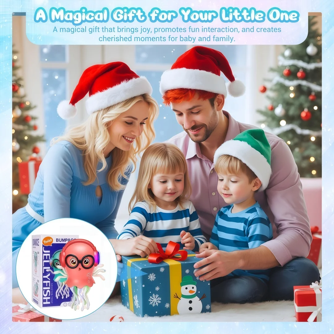 Dancing Octopus Toy Electric Bump and Go Obstacle Avoidance Jellyfish Toy with Music Lights Interactive Crawling Toy for Childre