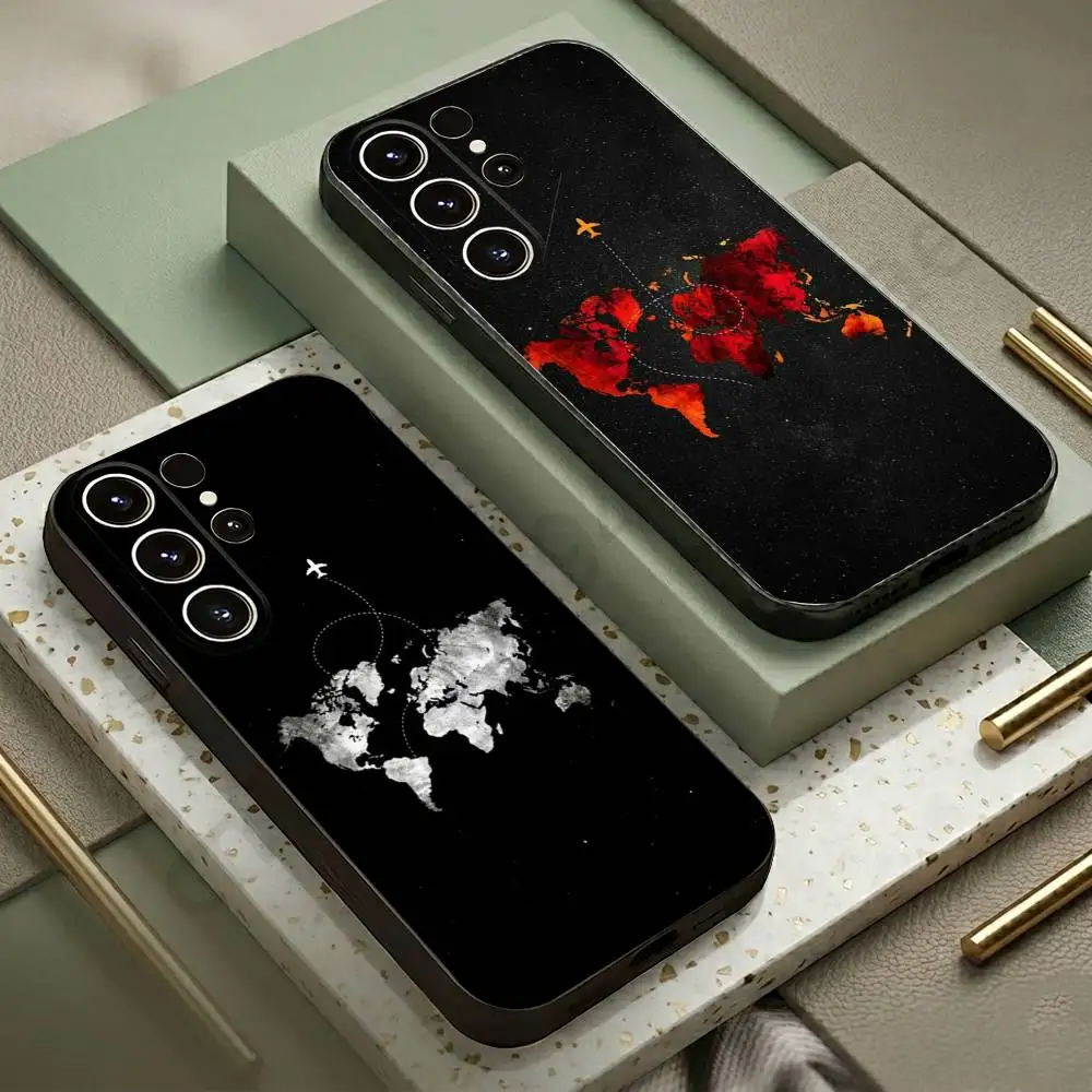 Airplane Line Phone Case For Samsung S20,21,22,23,24,25,26 plus,ultra Lite Black Silicone Cover