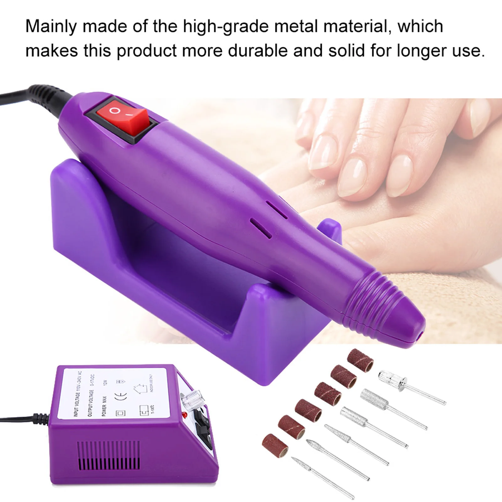 Electric Nail Drill Machine Manicure Machine Professional Electric Nail Machine File Manicure Pedicure Sanding Drill Kit Purple