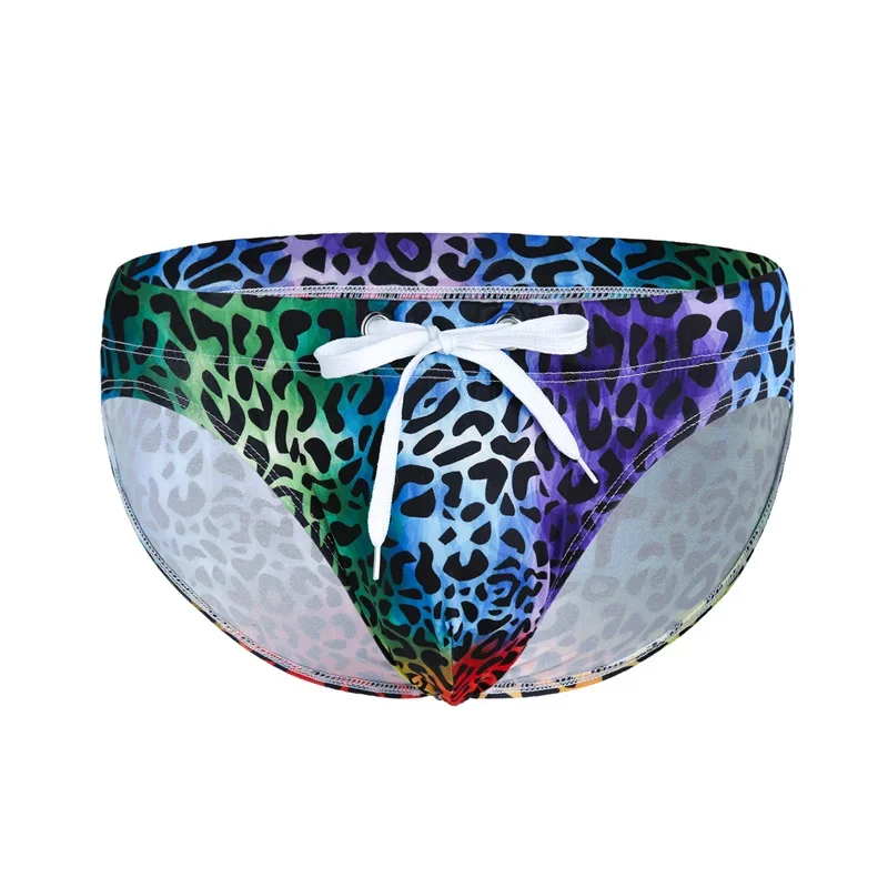 3PCS Men's Swimming Briefs Beach Low Waist Triangle Leopard Print Wholesale Low Waist Triangle Swimming Trunks Mesh Beach Wear