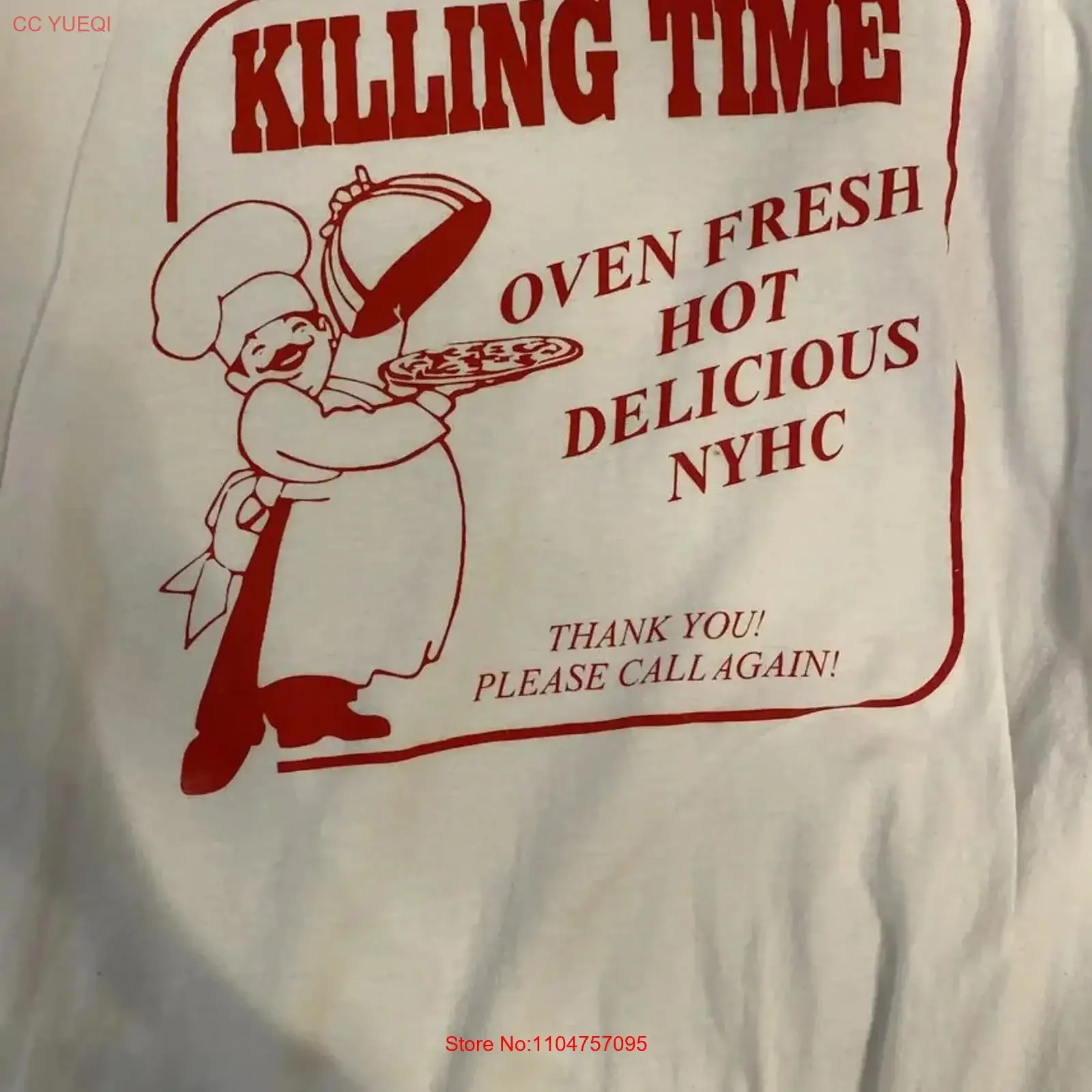 White Killing Time OVEN FRESH HOT DELICIOUS NYHC T Shirt All Sizes CC026 vintage Washed fashion designer clothes Versatile