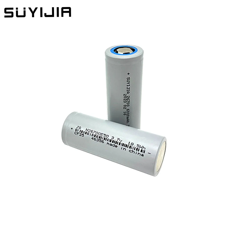 26700 3.7V6000mAh Rechargeable Lithium Battery Flat Head Suitable for DIY Electric Bicycles Scooters Solar Batteries Power Tools