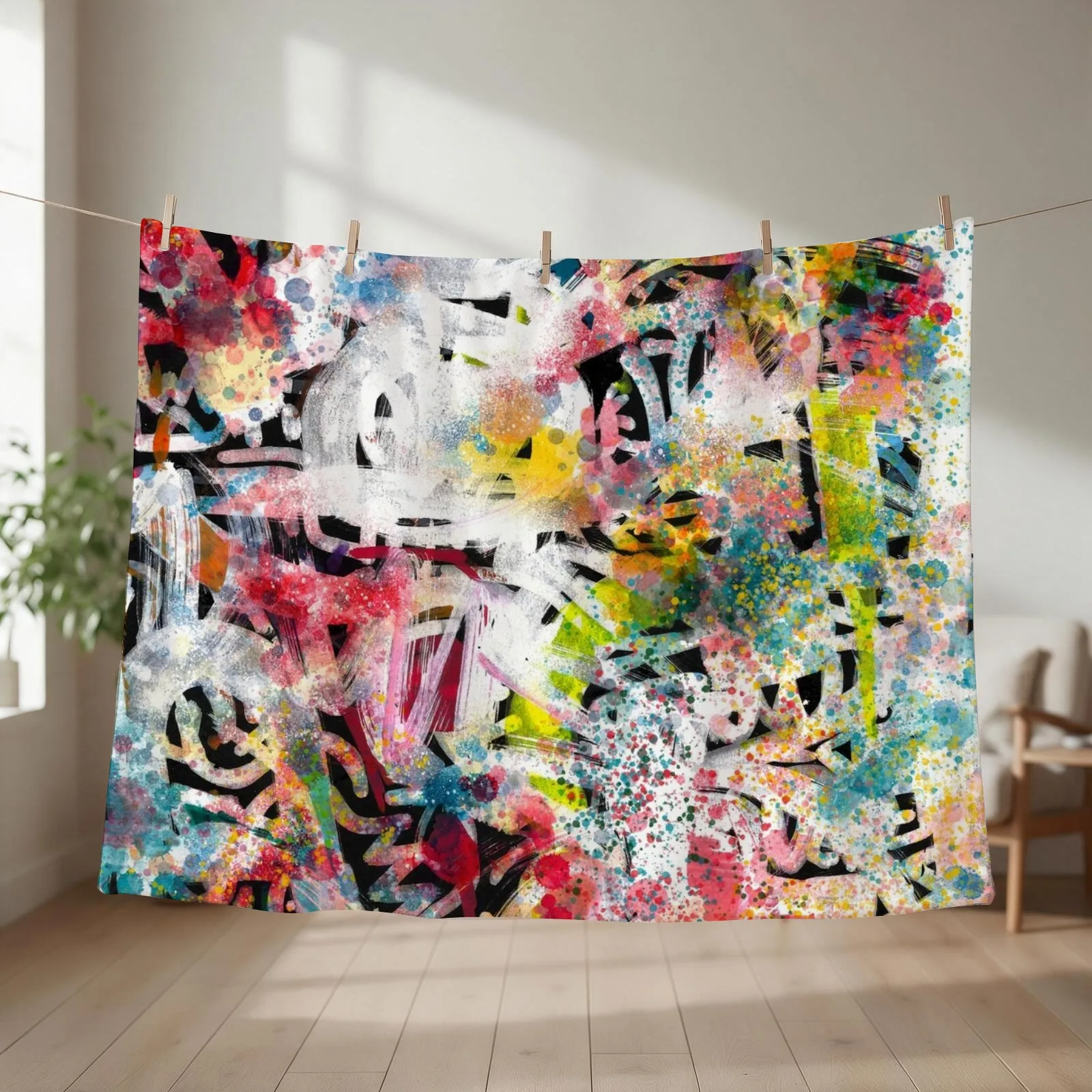 Street Art Abstract Pattern Spray Splatter Texture Graffiti Throw Blanket Blankets For Sofas Stuffeds Hairys Beach Blankets