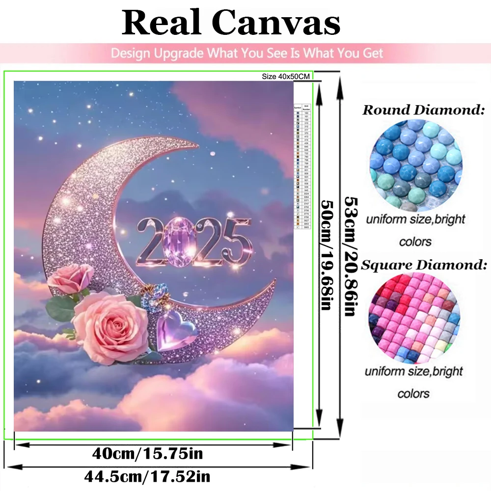 2025 5D DIY 다이아몬드 페인팅 판타지 크리스탈 문 블루 퍼플 로즈 하트 쥬얼리 크로스 스티치 5D 풀 다이아몬드 모자이크 자수