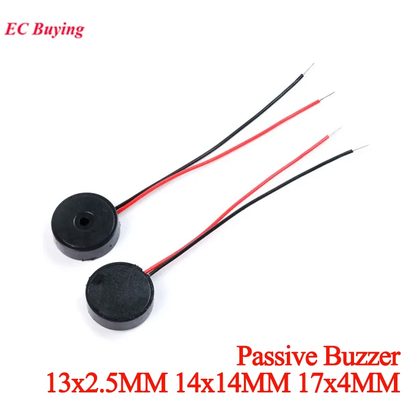 20pcs/5pcs Mini Passive Buzzer 1325 1404 1704 Piezoelectric Buzzers 13*2.5MM 14*14MM 17*4MM AC Alarm Speaker with Cable DIY