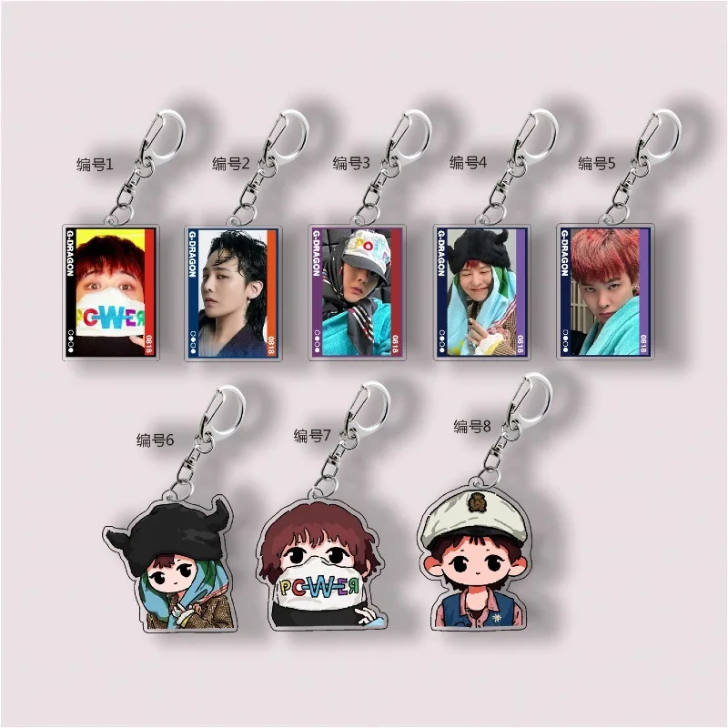 Korean Singers DRAGON Quan Zhilong Keychains Peripheral Song POWER Cartoon HD Printing Characters Pendant Bag Acrylic Keyring