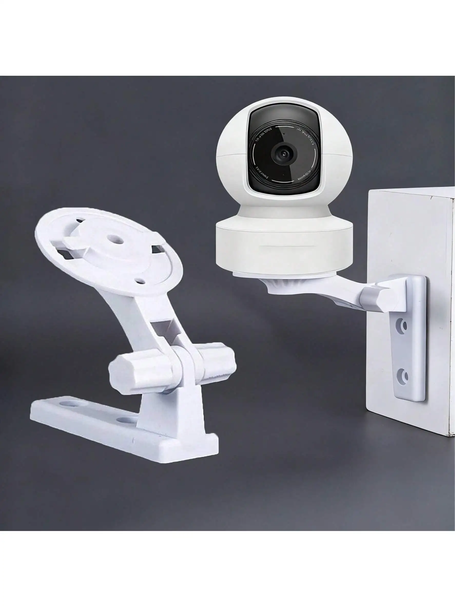 

1 настенный кронштейн для камеры, совместимый с внутренними поворотными камерами TP-Link Tapo C200/C210, Kasa EC70/KC410S, с углом обзора 180 градусов.